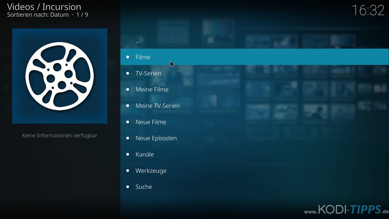 Incursion Kodi Addon herunterladen & installieren - Schritt 11