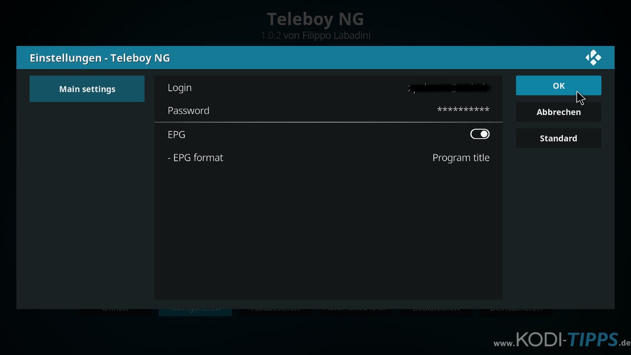 Teleboy Kodi Addon herunterladen & installieren - Schritt 12