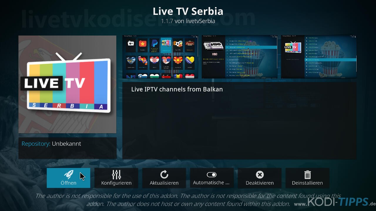 Live TV Serbia Kodi Addon installieren - Schritt 11
