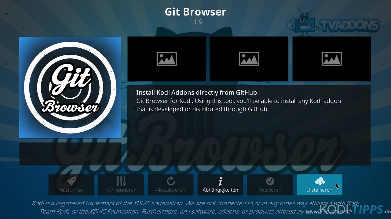 Git Browser Kodi Addon installieren - Schritt 10