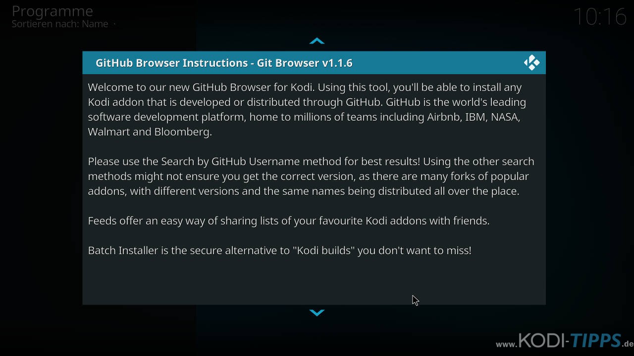 Git Browser Kodi Addon installieren - Schritt 14