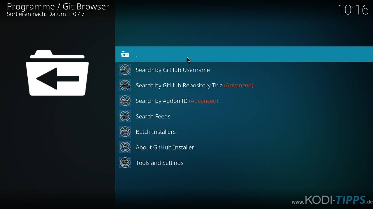 Git Browser Kodi Addon installieren - Schritt 15