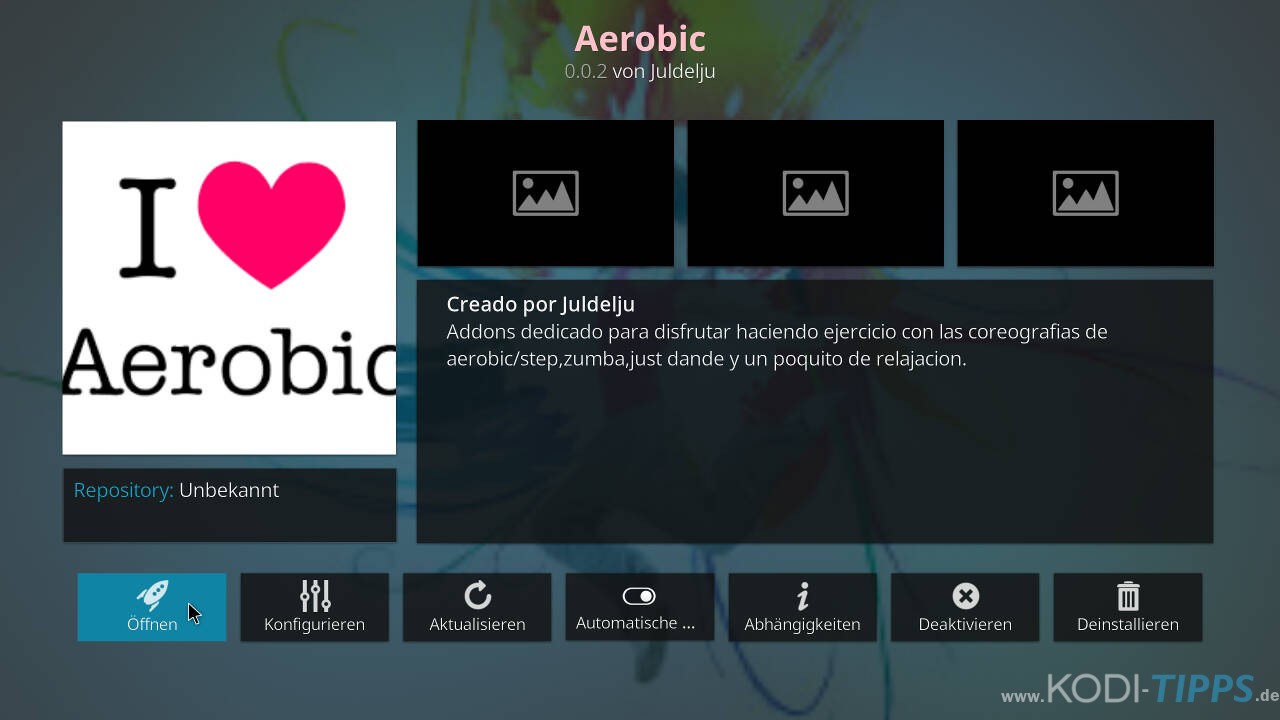Aerobic Kodi Addon installieren - Schritt 8