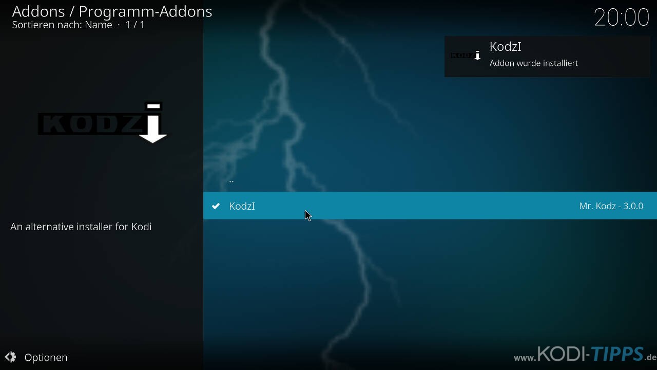 Kodzi Kodi Addon installieren - Schritt 10