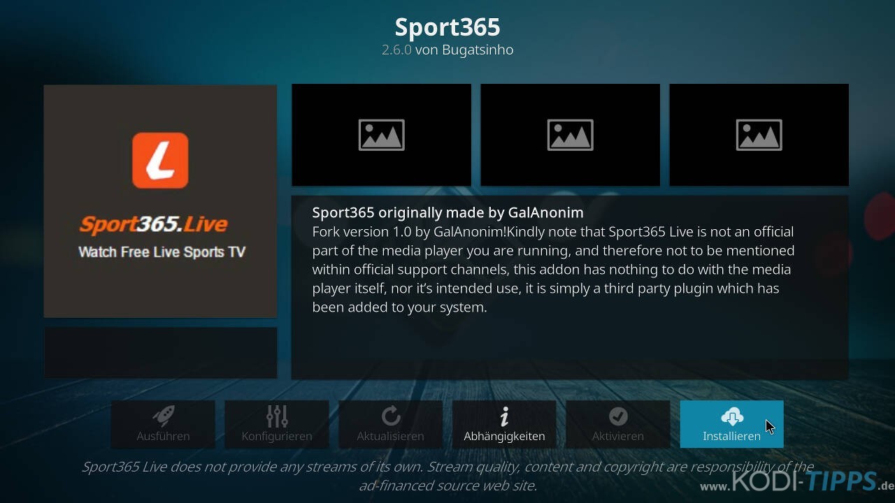 Sport 365 Kodi Addon installieren - Schritt 8