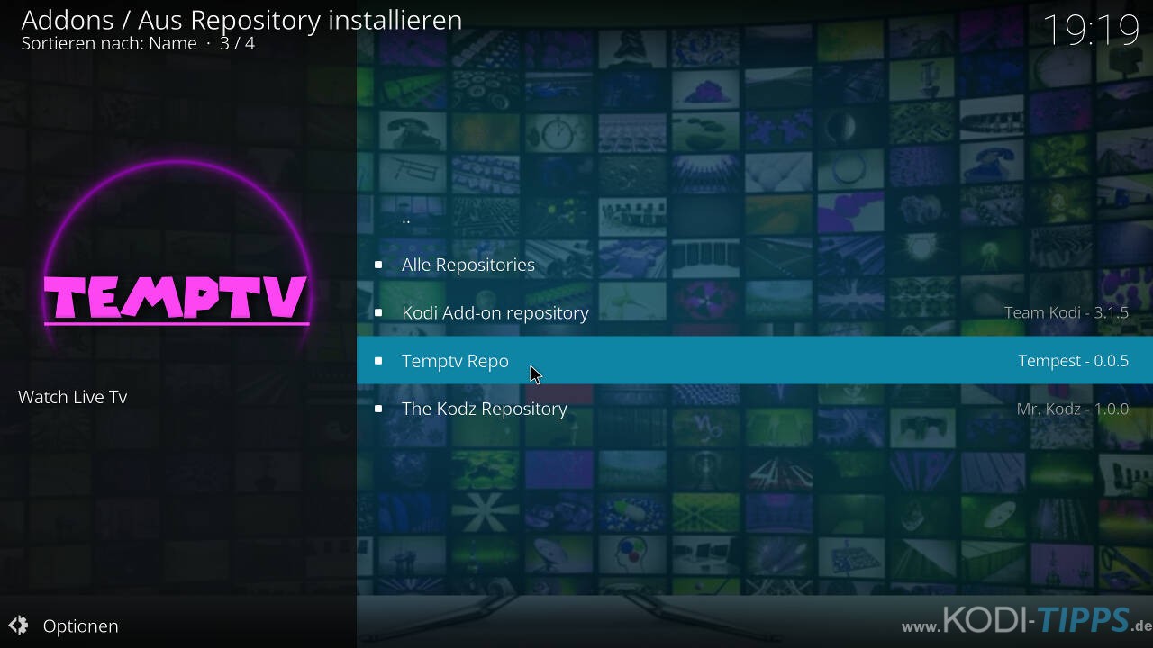TempTV Kodi Addon installieren - Schritt 5