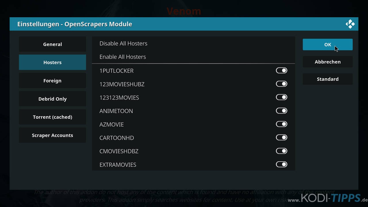 Venom Kodi Addon installieren - Schritt 14