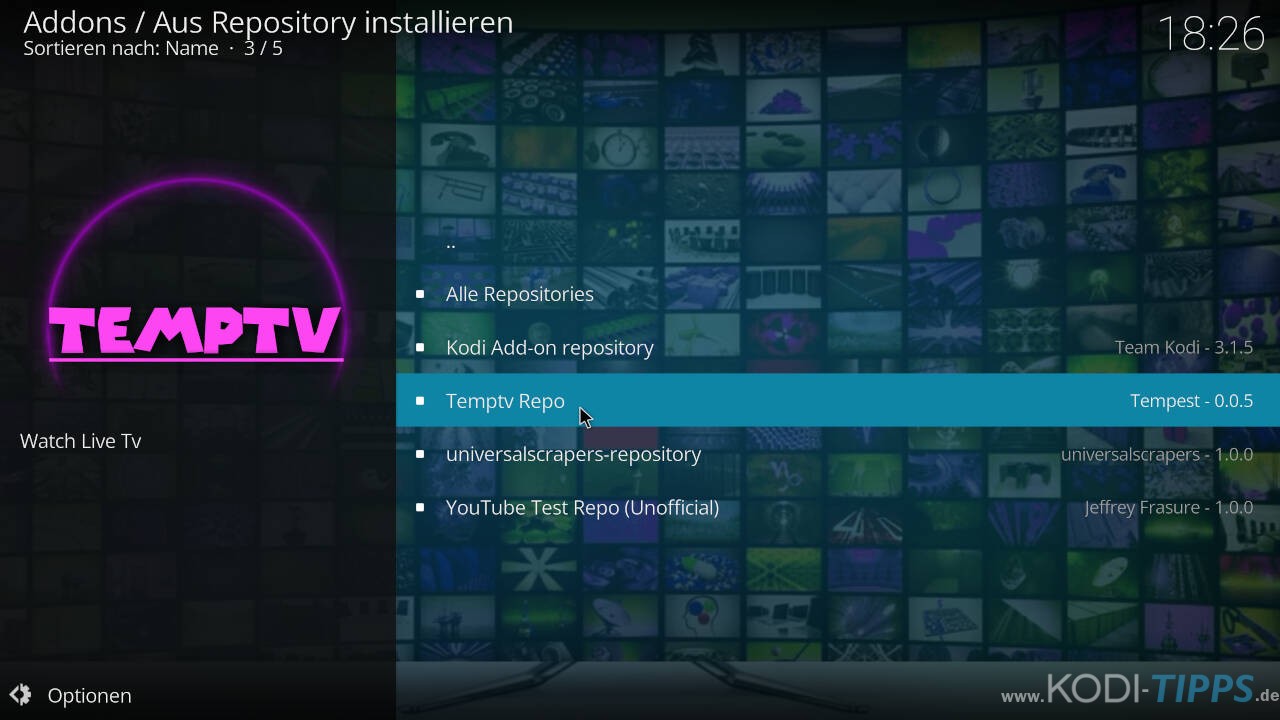 Arconai TV Kodi Addon installieren - Schritt 5