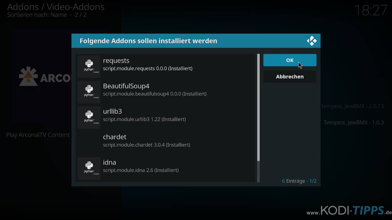Arconai TV Kodi Addon installieren - Schritt 9