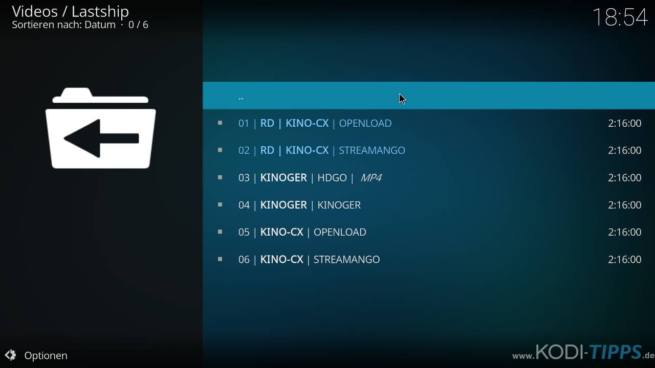 Suchergebnisse mit Real Debrid in Kodi - 1