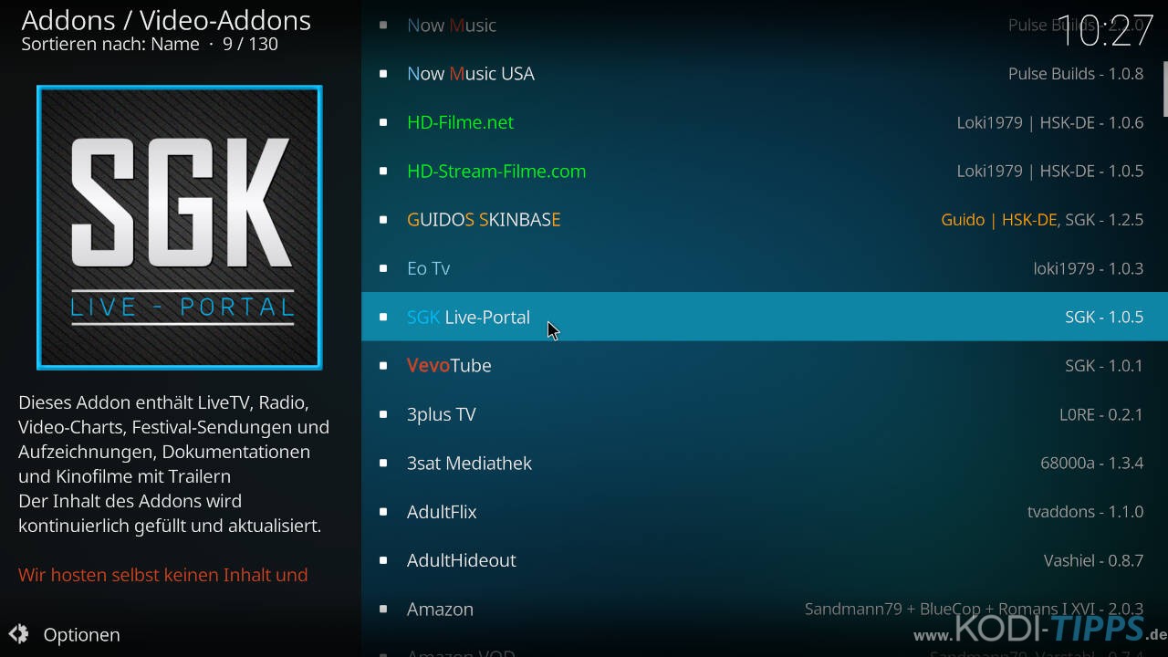 SGK Live Portal Kodi Addon installieren - Schritt 7