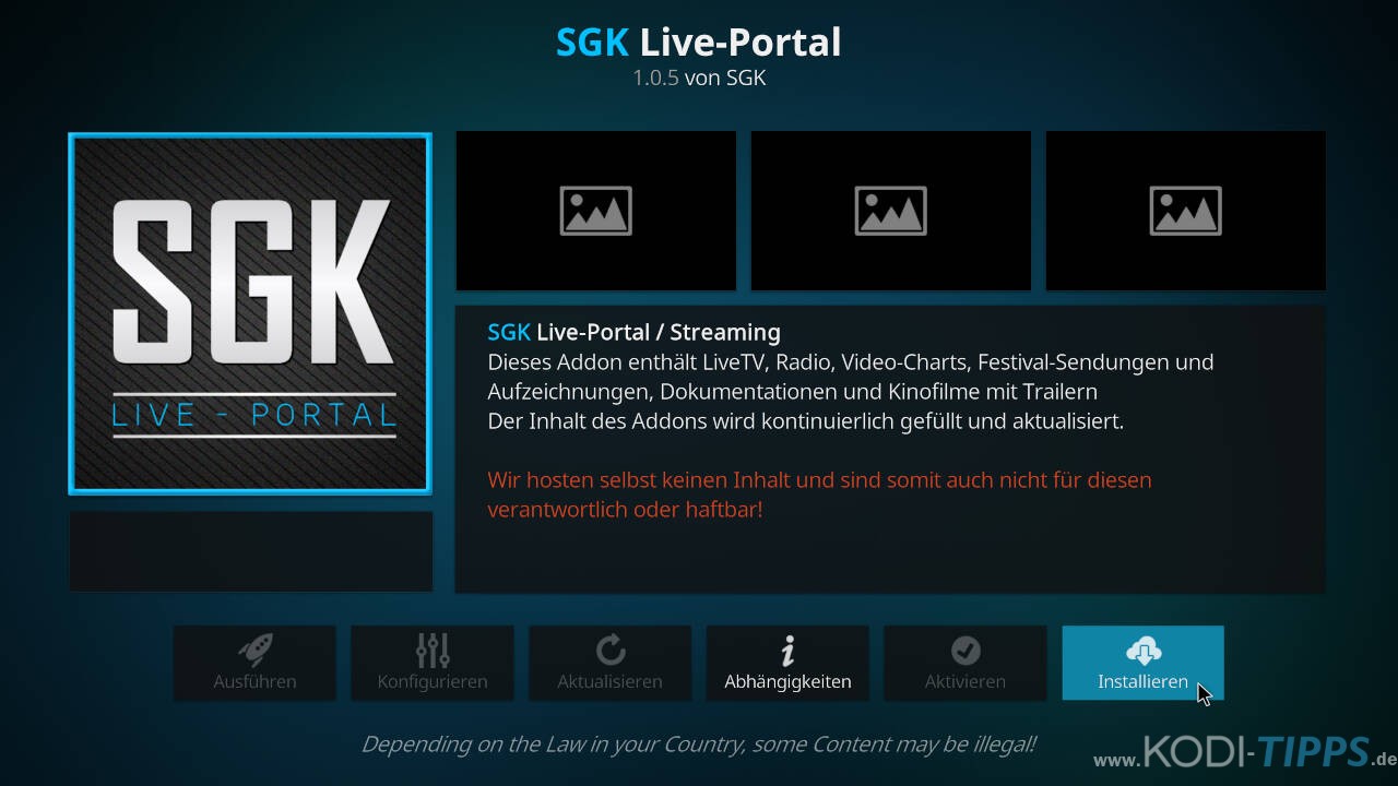 SGK Live Portal Kodi Addon installieren - Schritt 8