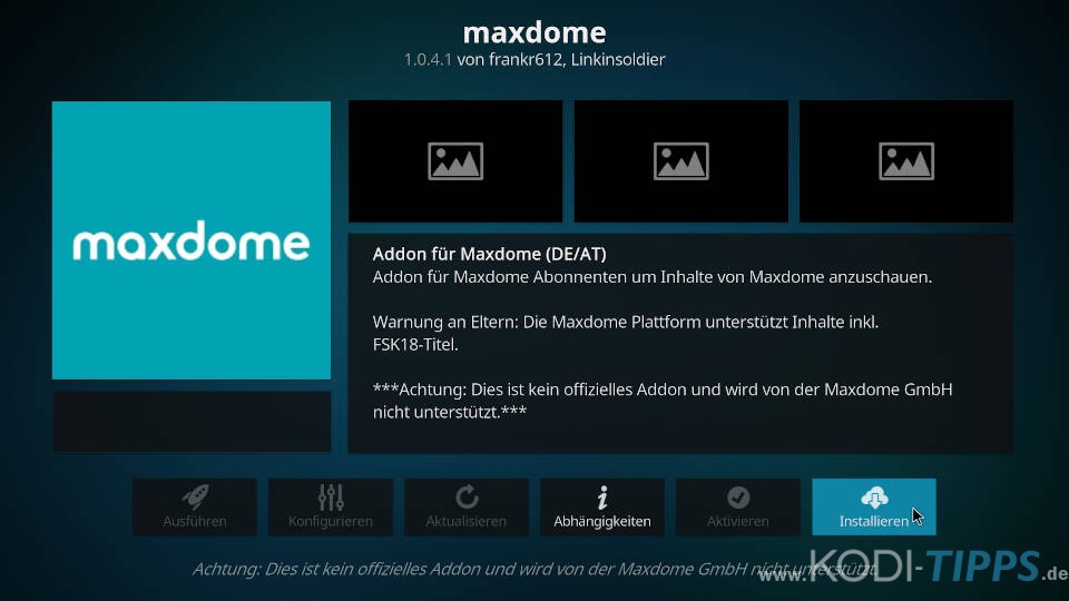 Maxdome Kodi Addon installieren - Schritt 3
