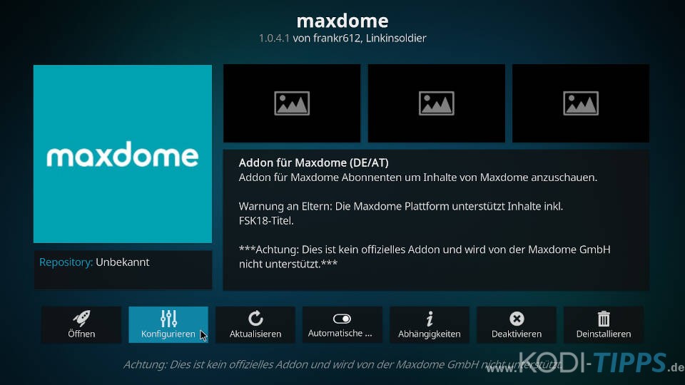 Maxdome Kodi Addon installieren - Schritt 6