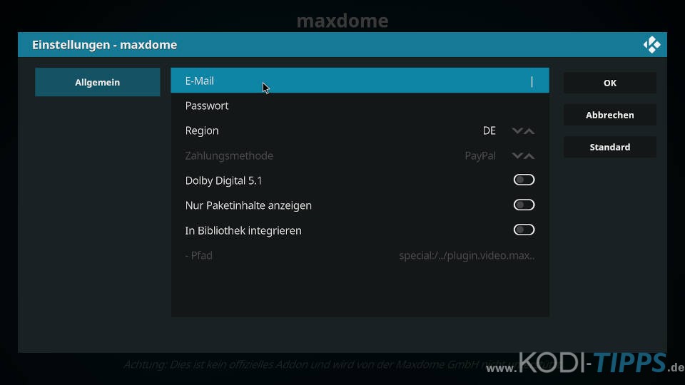 Maxdome Kodi Addon installieren - Schritt 7