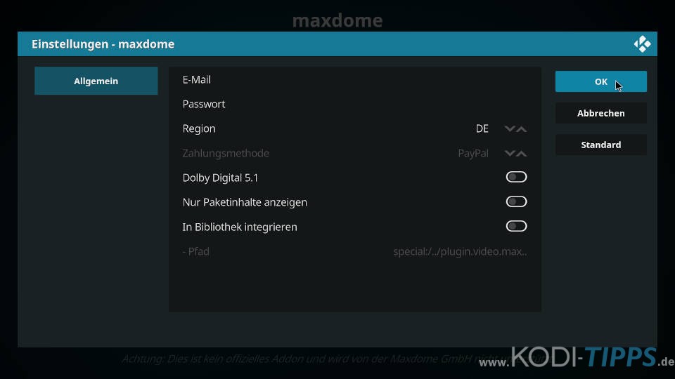Maxdome Kodi Addon installieren - Schritt 8