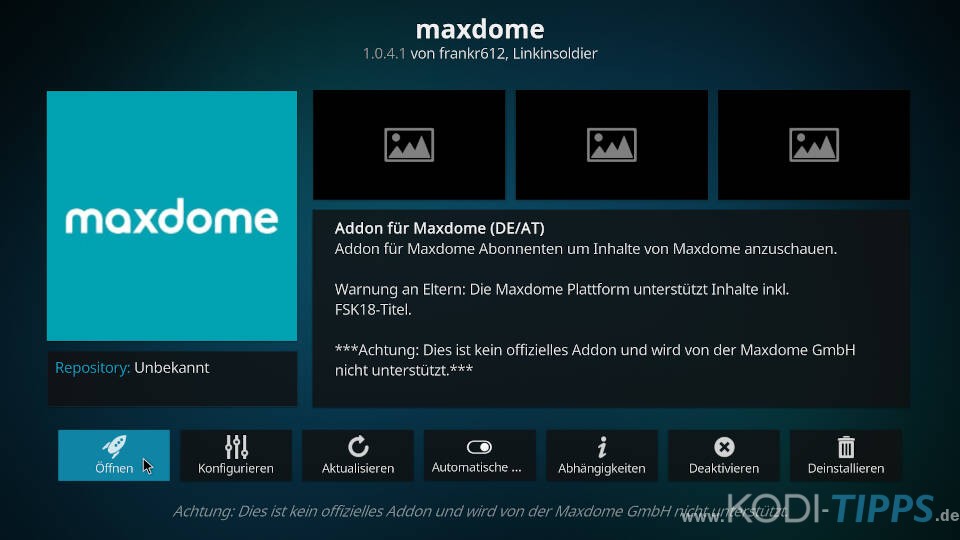 Maxdome Kodi Addon installieren - Schritt 9