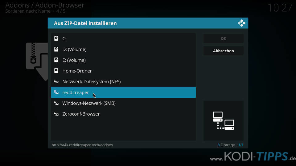 Einthusan Kodi Addon installieren - Schritt 1