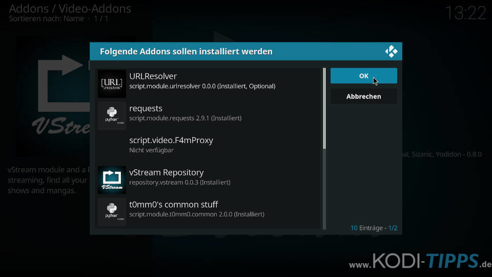 vStream Kodi Addon installieren - Schritt 9