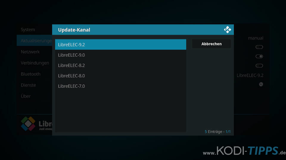 LibreELEC aktualisieren - Schritt 6