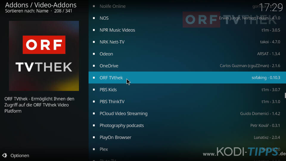 ORF TVthek Kodi Addon installieren - Schritt 2