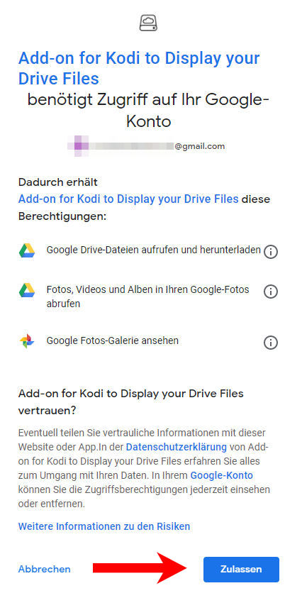 Google Drive Kodi Addon installieren und einrichten - Schritt 11
