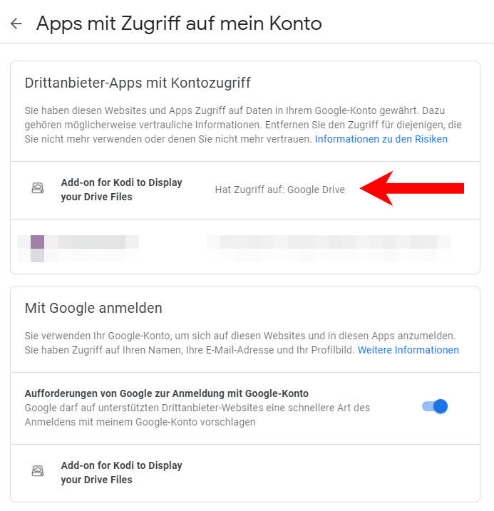 Zugriff auf Google Konto entfernen - Schritt 1