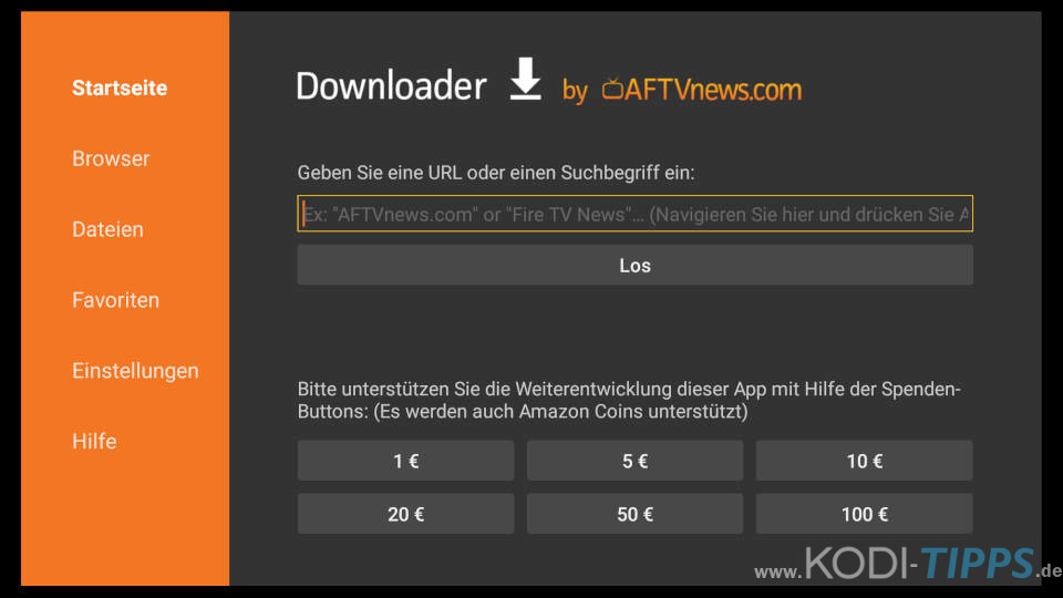 Downloader App Startseite