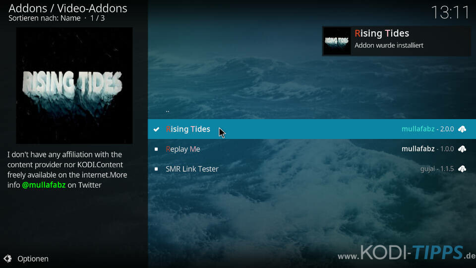 Rising Tides Kodi Addon installieren - Schritt 10