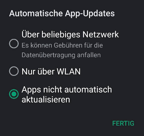 Automatische Updates für alle Android Apps deaktivieren