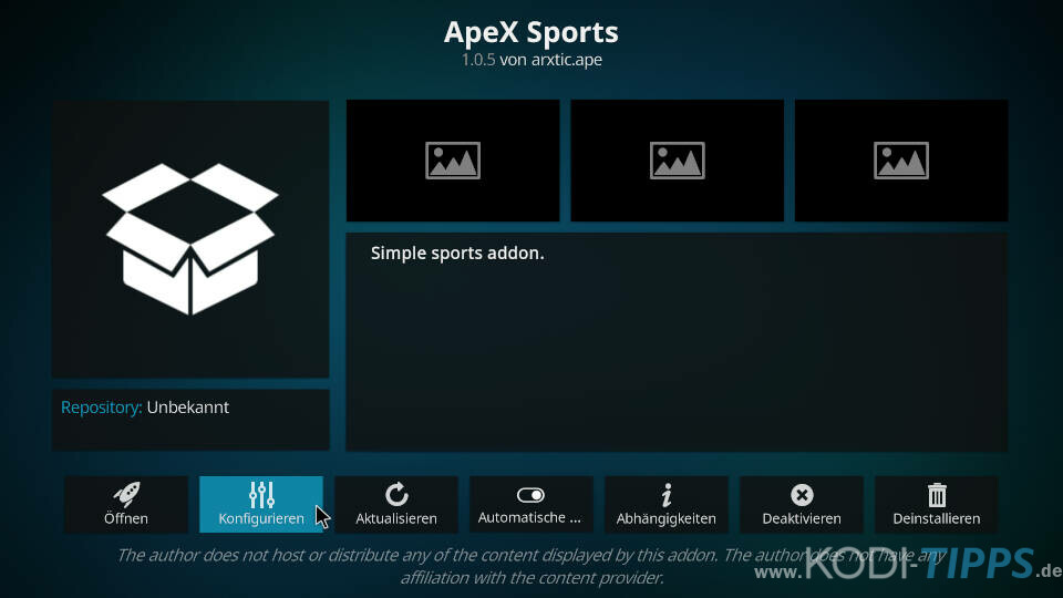 ApeX Sports Kodi Addon installieren - Schritt 11