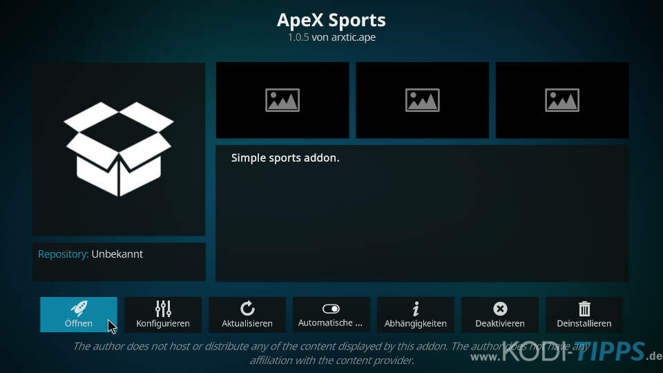 ApeX Sports Kodi Addon installieren - Schritt 14