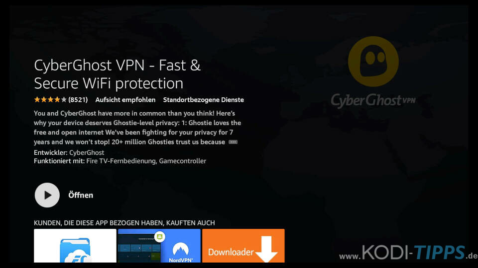 CyberGhost auf Amazon Fire TV installieren - Schritt 6