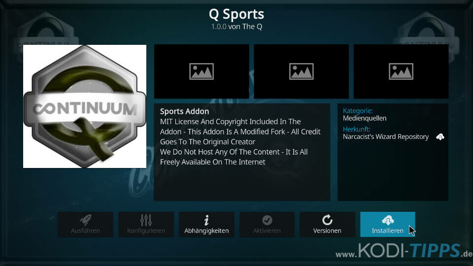 Q Sports Kodi Addon installieren - Schritt 8