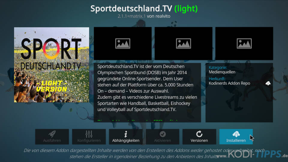 Sportdeutschland TV Kodi Addon installieren - Schritt 3