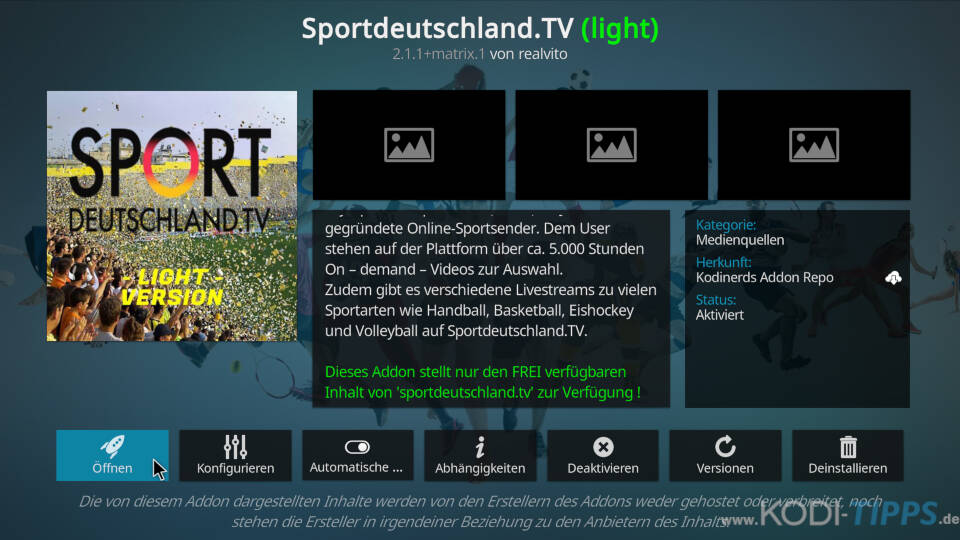 Sportdeutschland TV Kodi Addon installieren - Schritt 5