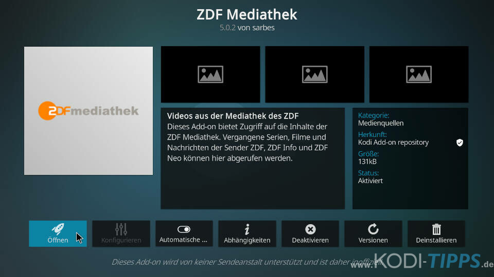 ZDF Mediathek Kodi Addon installieren - Schritt 5