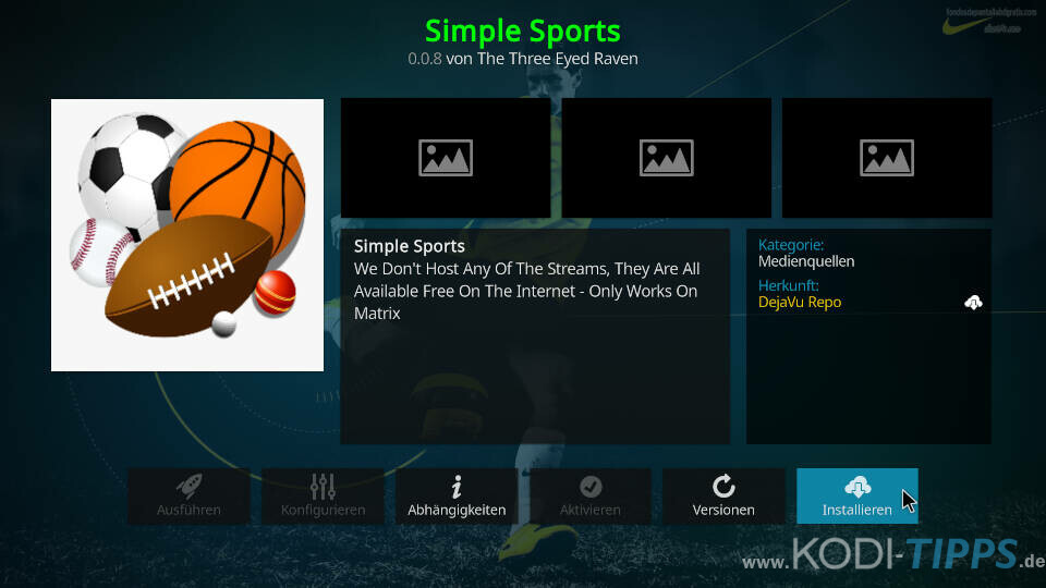 Simple Sports Kodi Addon installieren - Schritt 8