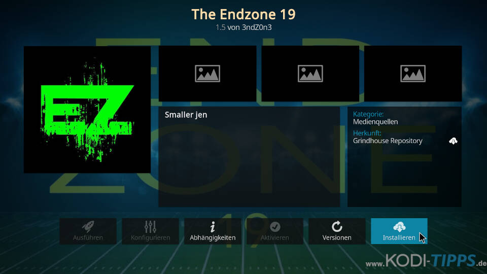 The Endzone Kodi Addon installieren - Schritt 8