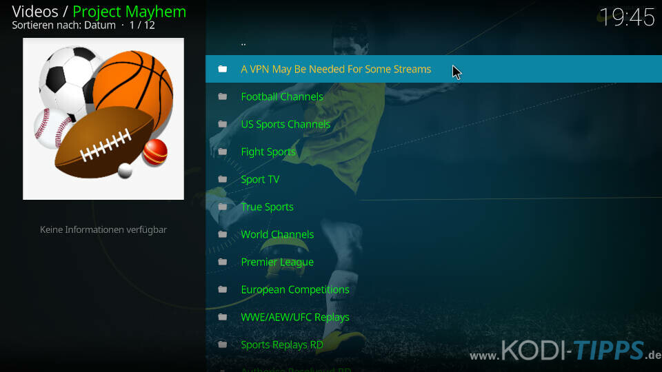 Project Mayhem Kodi Addon installieren - Schritt 12