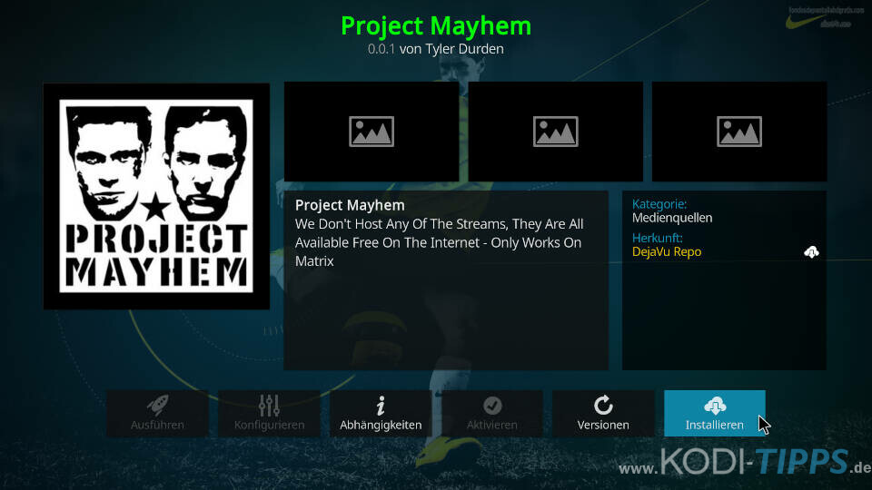 Project Mayhem Kodi Addon installieren - Schritt 8