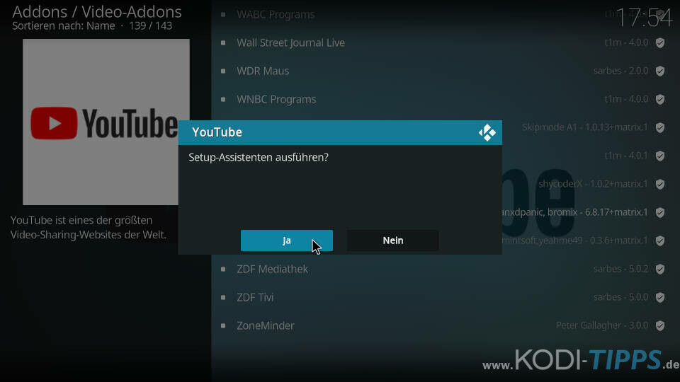 YouTube Kodi Addon installieren - Schritt 5