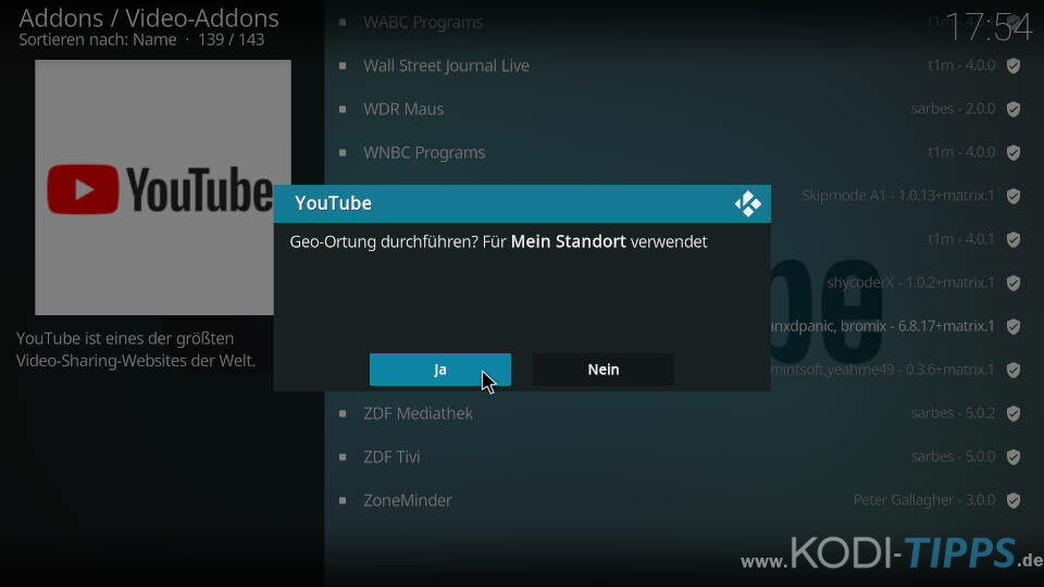 YouTube Kodi Addon installieren - Schritt 9