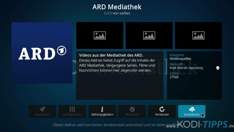 ARD Mediathek Kodi Addon installieren - Schritt 3
