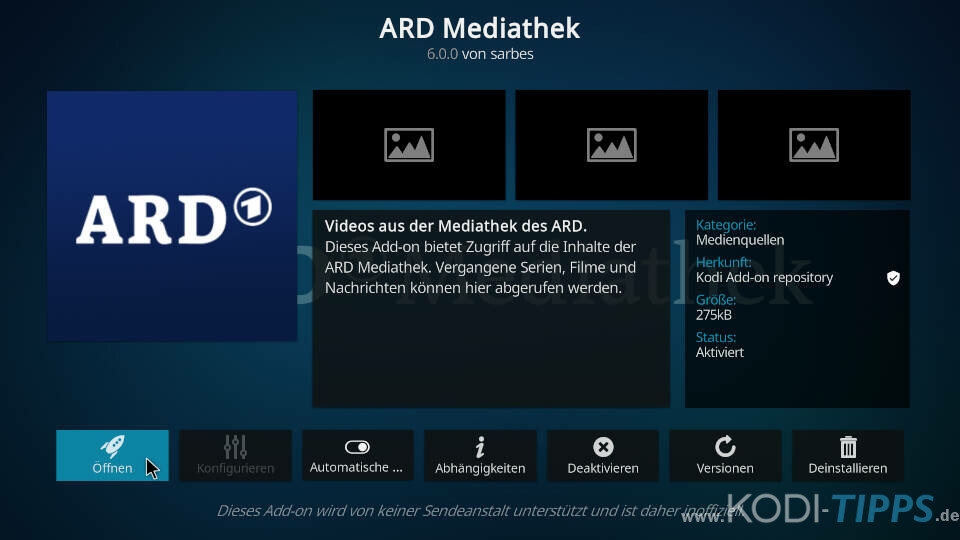 ARD Mediathek Kodi Addon installieren - Schritt 5