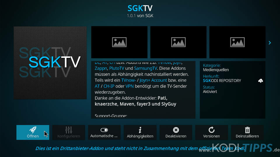 SGKTV Kodi Addon installieren - Schritt 6