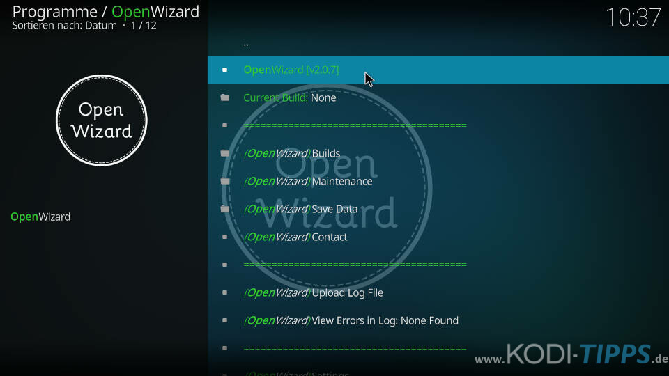 Open Wizard Kodi Addon installieren - Schritt 12