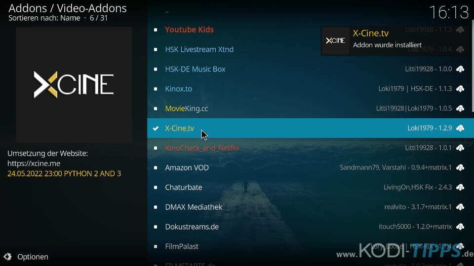 xCine Kodi Addon installieren - Schritt 5