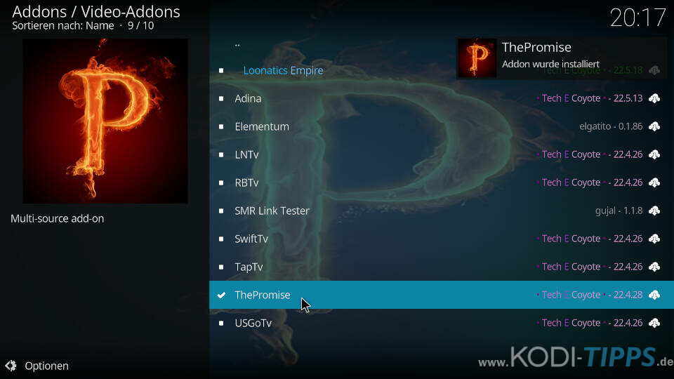 The Promise Kodi Addon installieren - Schritt 10