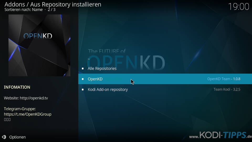 OpenKD Repository für Kodi installieren - Schritt 6